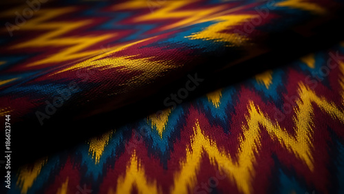 Vibrant textile with zigzag pattern