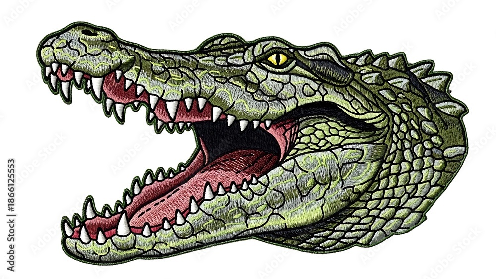 Fototapeta premium Aggressive Crocodile with Sharp Teeth
