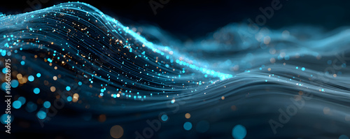 Wallpaper Mural Futuristic ai driven financial management fintech platform concept. Futuristic blue abstract digital wave glowing in dark background. Torontodigital.ca