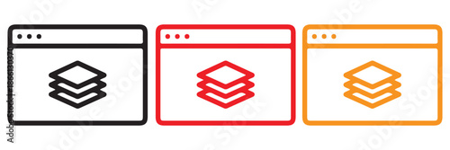 Web Browser Interface with Stacked Layers Icon. set vector Eps 10