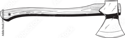 a large metal axe with a wooden handle