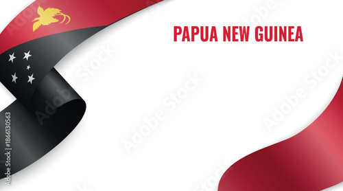 Papua New Guinea Flag Ribbon Celebration Banner Design