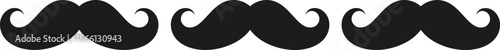 Classic handlebar mustache silhouette vector set with vintage black facial hair styles for barbershop branding gentleman fashion and Movember mens health awareness design