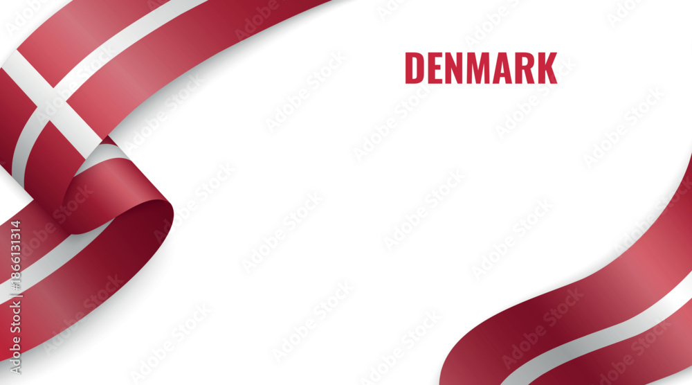 Fototapeta premium Denmark Flag Ribbon Celebration Banner Design
