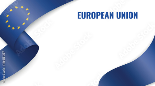 European Union Flag Ribbon Celebration Banner Design