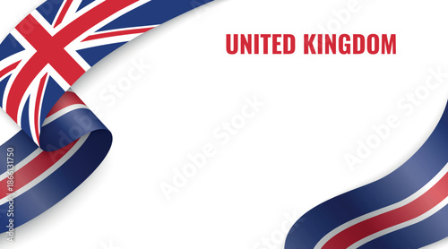 United Kingdom Flag Ribbon Celebration Banner Design