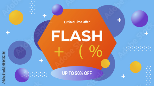 Abstract colorful sales banner in geometric style