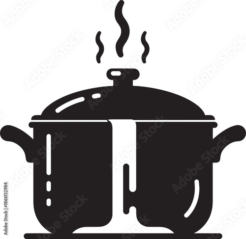 cooking pot with steam rising from it