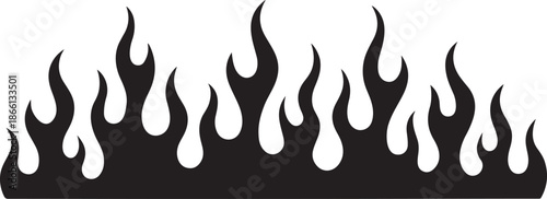 Flame fire border frame silhouette template for warning, decoration, abstract design use.