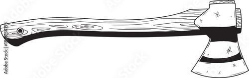 illustration of a single axe with wooden handle