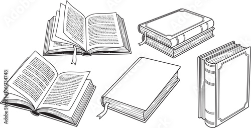 illustration of various books in different positions