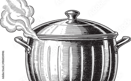 a large pot with steam coming out