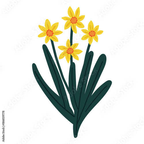 Flower element, Plant vector illustration, Digital flower design, Abstract floral item vector