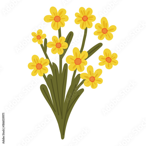 Flower element, Plant vector illustration, Digital flower design, Abstract floral item vector