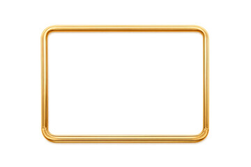 Gold frame a transparent background, curved corners, golden metallic rectangle displaying luxury design element