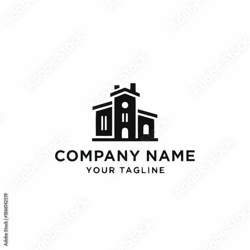 Elegant Black and White House Logo Design for Real Estate Business.