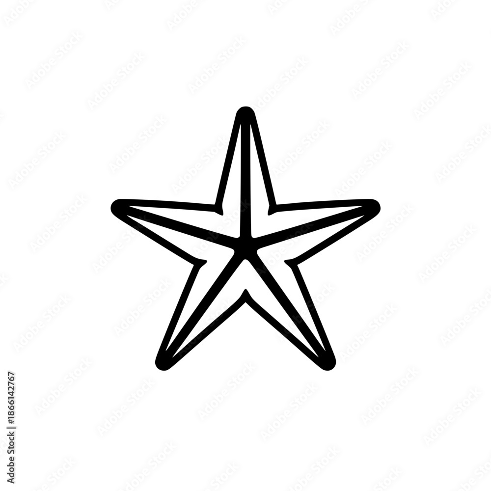 Fototapeta premium Black star vector illustration, flat design starfish graphic