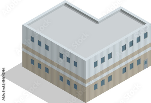 Isometric industrial warehouse building