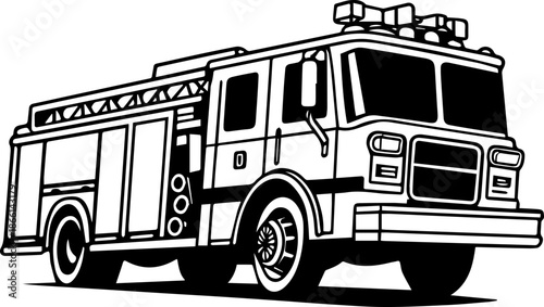 Fire Truck Silhouette – Emergency Firefighter Vehicle Black Vector