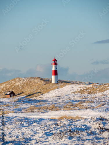 Snowy landscape on Sylt island in Germany