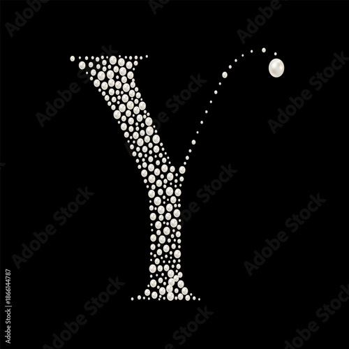 Capital Letters of English alphabet romantic with pearls