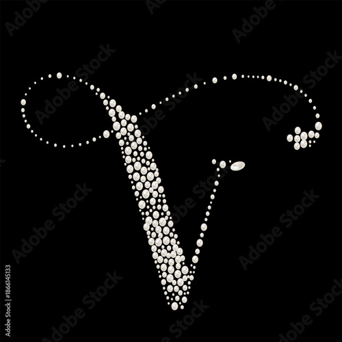 Capital Letters of English alphabet romantic with pearls