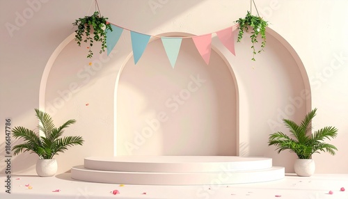 A festive Christmas tree and window with flowers create an elegant home interior featuring a floral bouquet arrangement in a vase and candle light decor for a celebration event