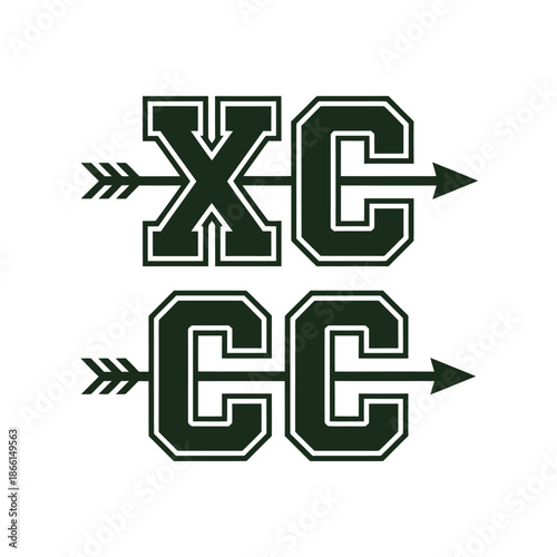 Cross country and cross country team logo with arrows