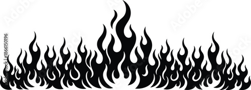 Black flame design on white background