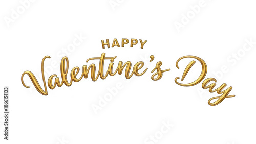 Happy valentines day gold glitter text on transparent background festive holiday phrase