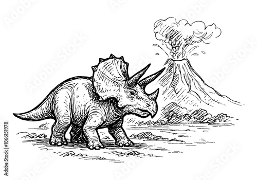 Triceratops hand drawn simple sketch vector illustration
