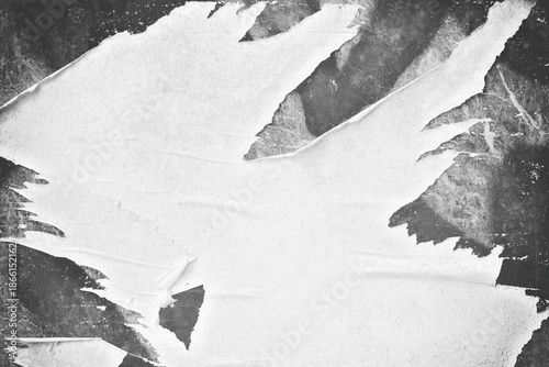 Old ripped torn blank black and white fly posters textures backgrounds grunge creased crumpled paper vintage collage placards empty space for text