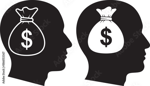 Money mindset silhouette of man with dollar sign
