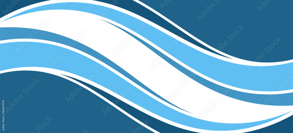 Fototapeta premium Blue curve line vector background overlap layer paper on white space for text and message design
