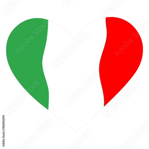 Italian flag in the shape of a heart. Stencil vector image