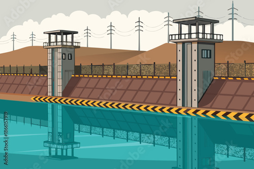 Tailings Dam Landscape Safety View Backgro