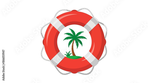 vector illustration of a lifebuoy, summer safety theme 