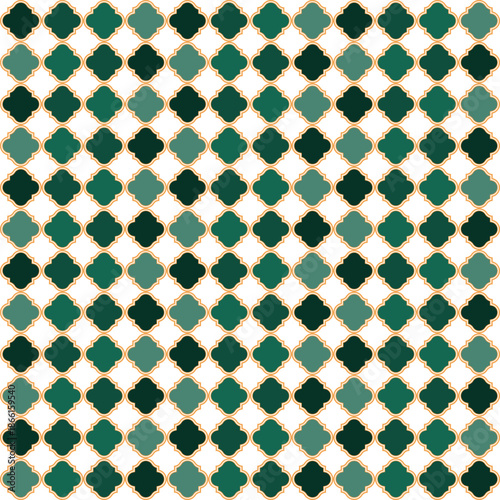 Intricate Ramadan green and gold geometric pattern Islamic decoration