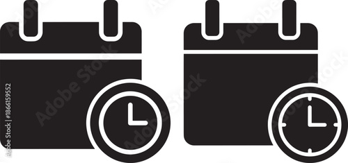 Two daily calendar schedule silhouette planner clock