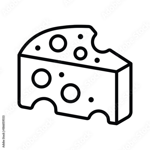 A customizable line icon of cheese dairy food