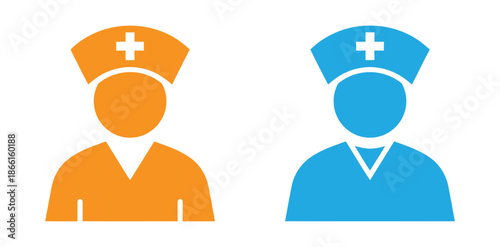 nurse icon set liner and glyph style. doctor intern nurse icon. male doctor icons for healthcare design. medical staff icon sign vector. Nurse icons in healthcare concepts.
