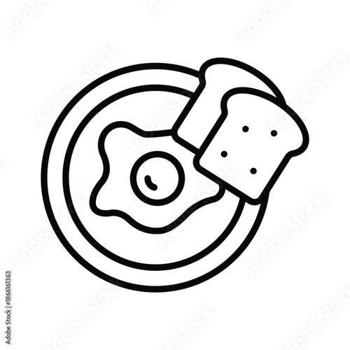 An editable line icon of omelette breakfast food