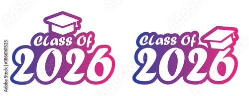 Class of 2026 set icon, vector illustration
