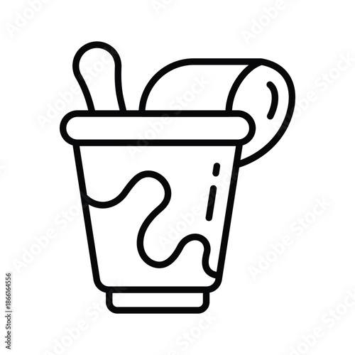 A customizable line icon of yogurt dairy food, premium vector
