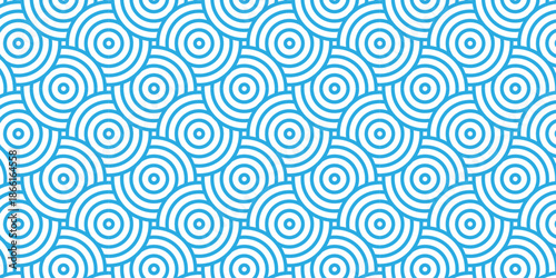 seamless wavy pattern with waves and blue geometric vector overlapping retro background.