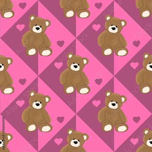Seamless pattern cuty bear with tinny love