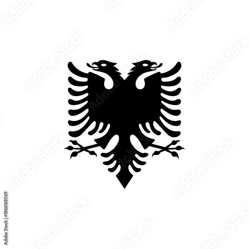 Double headed eagle black silhouette national symbol of Albania