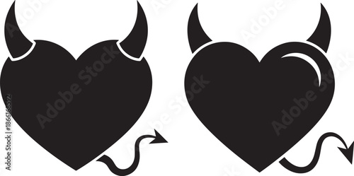 Two heart with horns silhouette for design needs