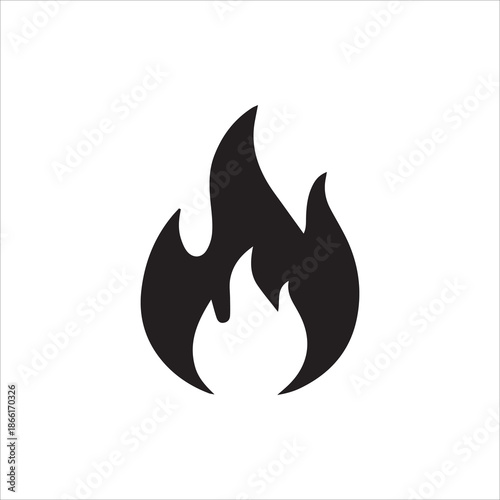 black Fire icon collection. Fire flame symbol. Bonfire silhouette logotype isolated on white background.