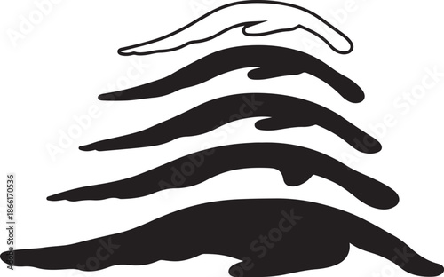 Black Silhouette of Multiple Diving Swimmers in a Stacked Formation